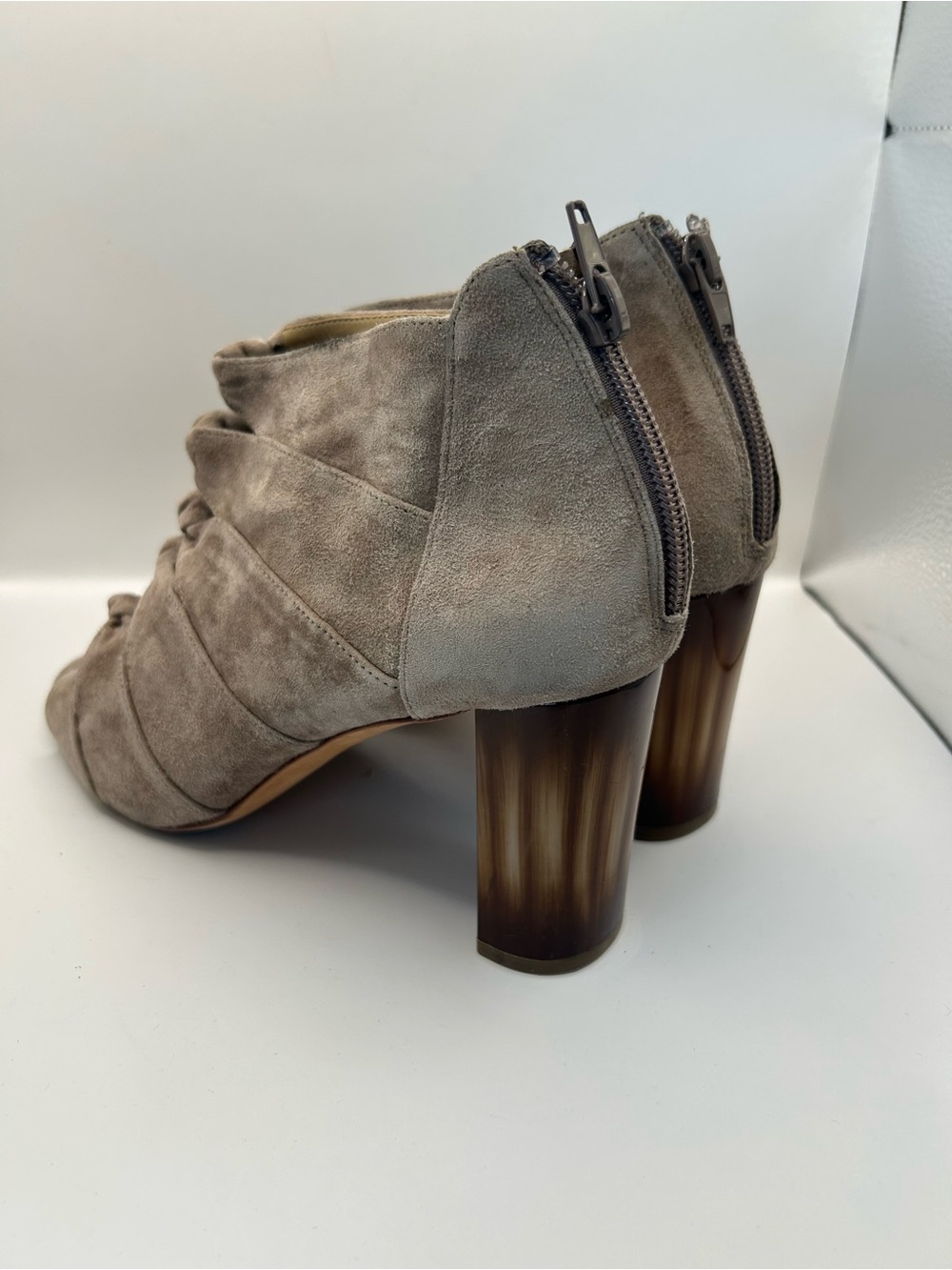 VANELI Gray Suede Peep Toe Booties Chunky Block Heel Knotted Cutout Shoes 9M - Picture 6 of 7